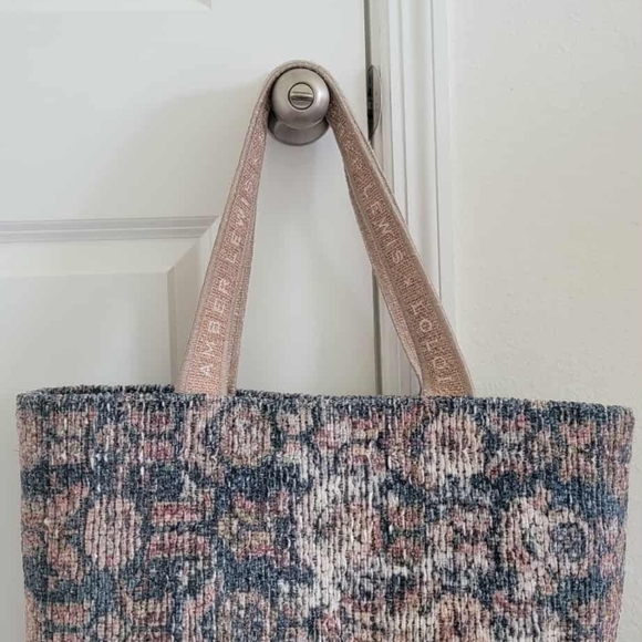 Amber Lewis And Loloi Pink and Blue Tote Bag with Contemporary Design - Picture 3 of 9